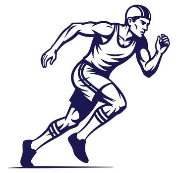 Dynamic illustration of a sprinter in full stride executing a powerful running pose vector
