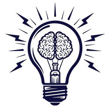 Creative idea concept brain inside light bulb representing innovation and thinking process vector