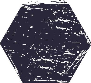 Dark grunge hexagon shape with distressed texture vector