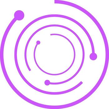 Purple abstract orbiting circles generating network connection concept vector