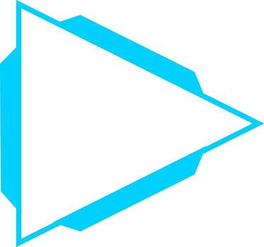 Cyan geometric play button icon frame symbol vector