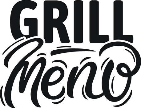 Grill menu bold uppercase and script lettering typography design vector