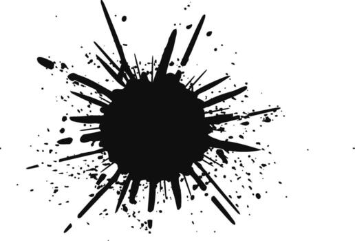 Black ink splash on white background creating grunge design element vector