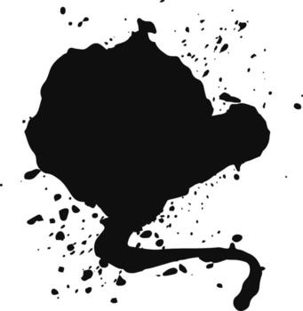 Abstract black ink splatter dripping shape forming grunge element vector