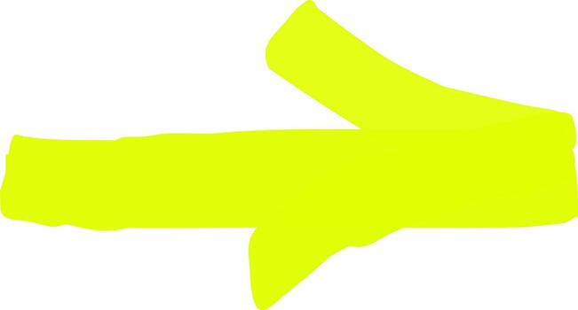 Yellow highlighter drawing an arrow pointing right vector