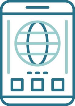 Globe Mobile Interface Outline Two Color Icon vector