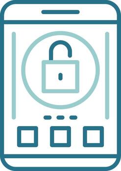 desbloquear móvil interfaz contorno dos color icono vector