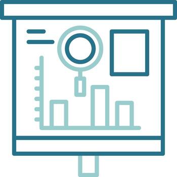 Estadísticas de grafico contorno dos color icono vector