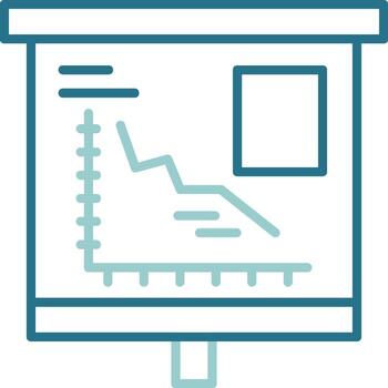 Declining Line Graph Outline Two Color Icon vector