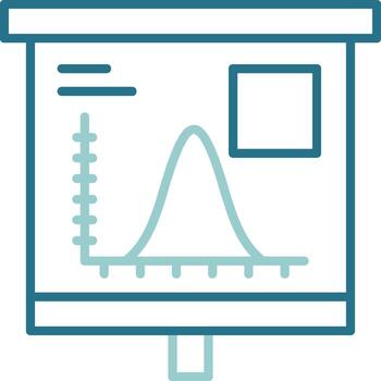Bell Curve on Graph Outline Two Color Icon vector