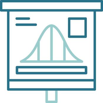 Bell Curve Graph Outline Two Color Icon vector