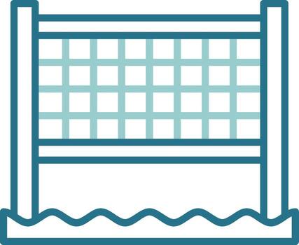 Beach volleyball net Outline Two Color Icon vector