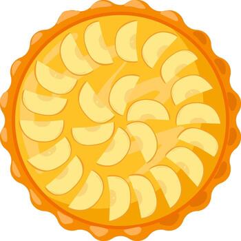 Apple pie with sliced apple topping on a white background vector