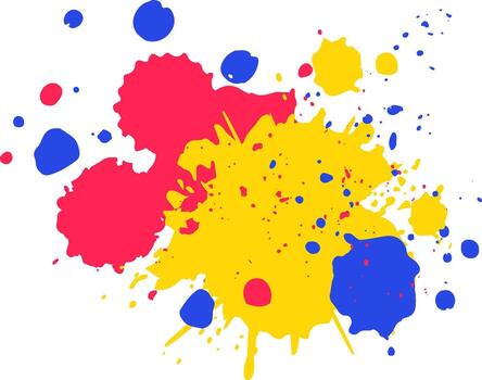 Abstract paint splatter creating colorful primary color drops vector