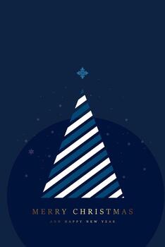 A classic card on rich, textured paper with text - MERRY CHRISTMAS is elegantly scripted in gold foil at the center, with AND A HAPPY NEW YEAR design vector