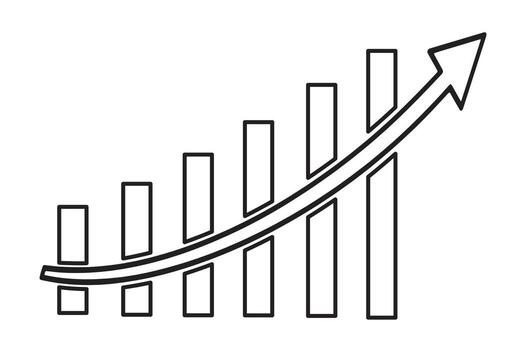 línea grafico demostración creciente Progreso con hacia arriba tendencia y rectangular barras vector
