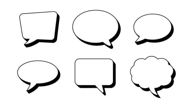 Set of Six Speech Bubble Icons with 3D Shadow Effect vector