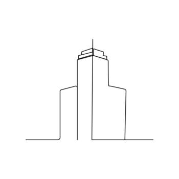 Continuous one line drawing of buildings lined up at the intersection business office building district hand drawn minimalist concept modern single line draw design graphic illustration vector