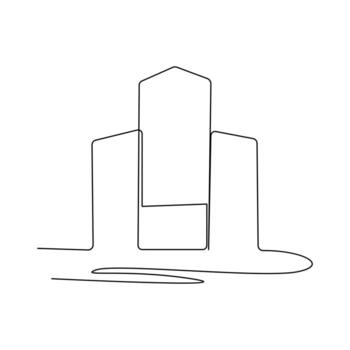 Continuous one line drawing cafe or store building and office concept single line d vector