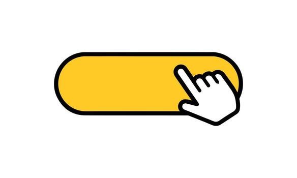Yellow button with cursor hand isolated on white background design vector