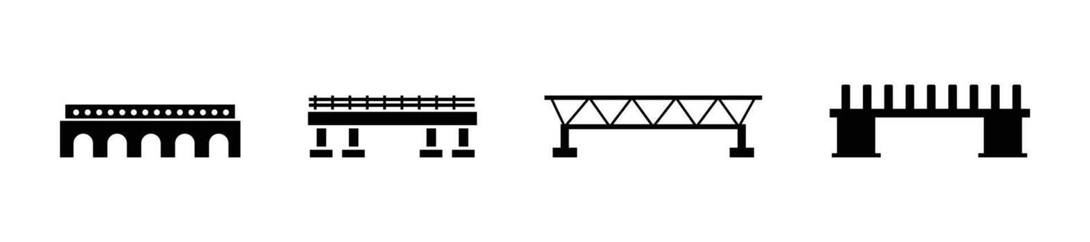 Bridge Icon Set Collection Minimalist Bridge Silhouette Architecture Various graphic design projects vector