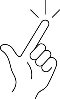 Black outline of a finger pointing with radiating lines hand gesture vector
