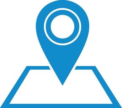 Blue map pin icon on simplified map outline location marker navigation vector