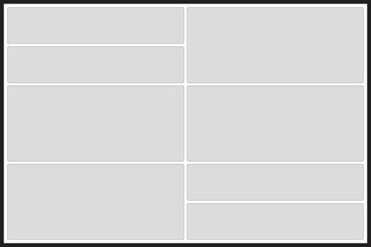 Grid layout with seven empty rectangular frames and rounded corners rectangles vector