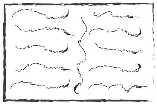 Set of Jagged and Wavy Hand Drawn Lines in a Textured Frame jagged line wavy line vector