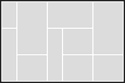 Grid layout with eleven empty rectangular frames and rounded corners rectangles vector