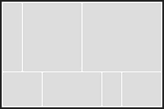 Grid layout with nine empty rectangular frames and rounded corners rectangles vector