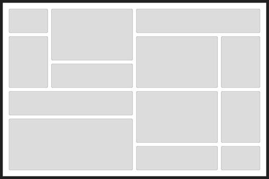 Grid layout with eleven rectangular placeholders for content and rounded corners template vector