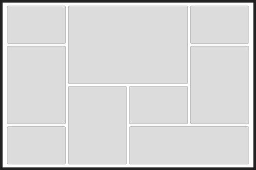 cuadrícula diseño con nueve rectangular marcadores de posición para contenido y redondeado rincones modelo diseño vector