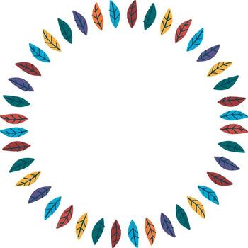 Border frame template with leaf elements decoration. Round border with empty space vector