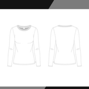 Ladies LS Set In SLV Tee CAD vector