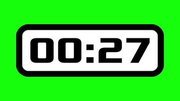 30 second countdown timer with digital clock display on green background suitable for for deadlines, helpful for time management concepts in presentations, websites, or social media video