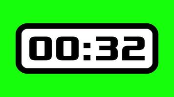 35 second countdown timer with digital clock display on green background suitable for for deadlines, helpful for time management concepts in presentations, websites, or social media video