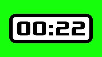 25 second countdown timer with digital clock display on green background suitable for for deadlines, helpful for time management concepts in presentations, websites, or social media video