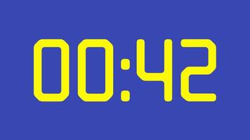 45 second countdown timer watch with yellow digital numbers on calming blue background ideal for presentations, websites, social media and digital themes video