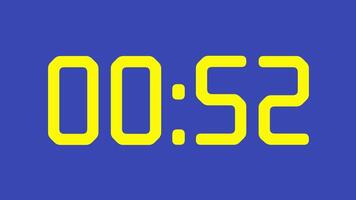 55 andra nedräkning timer Kolla på med gul digital tal på lugnande blå bakgrund idealisk för presentationer, webbplatser, social media och digital teman video