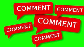 Red color comment box popup animation with shaking on green screen video