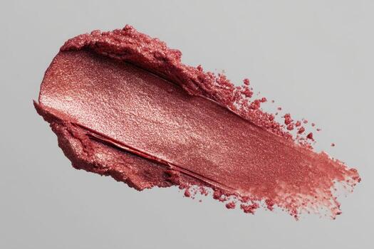 Spread of shimmering pink makeup with a smooth texture and uneven edges, resembling a lipstick or eyeshadow swatch. The color transitions from deep pink to a lighter hue photo
