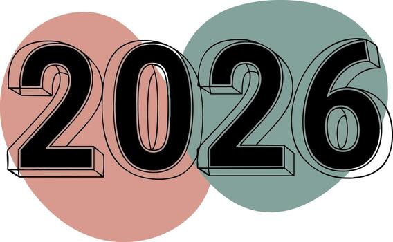 2026 nuevo año moderno elegante diseño con superposición círculos para de moda digital proyectos y celebraciones vector