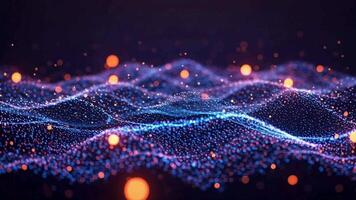 Abstract Blue and Orange Particle Wave - Digital Data Stream video