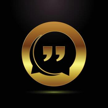 dorado habla burbuja con cotización marcas icono comunicación diálogo apoyo realimentación opinión concepto vector