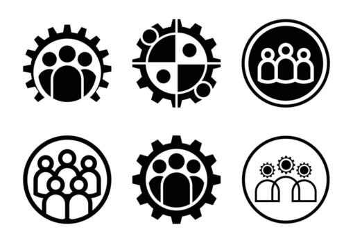 Creative Gear Segments Collaborative Project Management with Team Dynamics and Engineering Focus vector