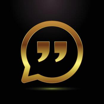 dorado habla burbuja con cotización marcas icono comunicación diálogo apoyo realimentación opinión vector