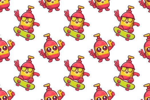 smiling pet shampoo character seamless pattern illustration background vector