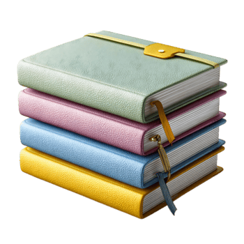 apilar de vistoso texturizado revistas con elástico cierre y cinta marcadores png