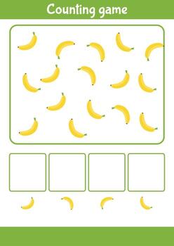 un divertido contando juego ayuda niños aprender a contar por hallazgo y contando todas el brillante amarillo bananas vector